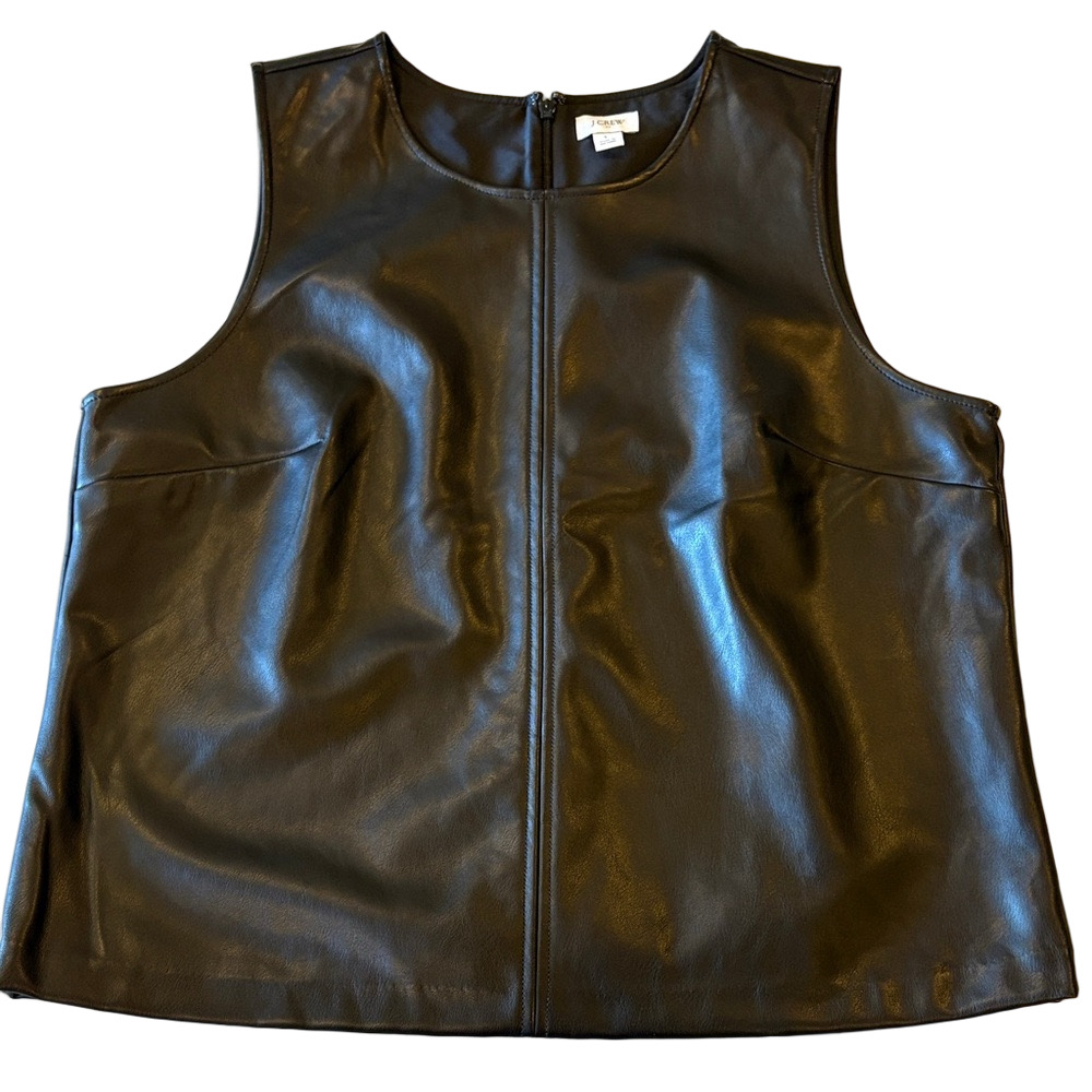 J. Crew Black Faux Leather Sleeveless Shell Top